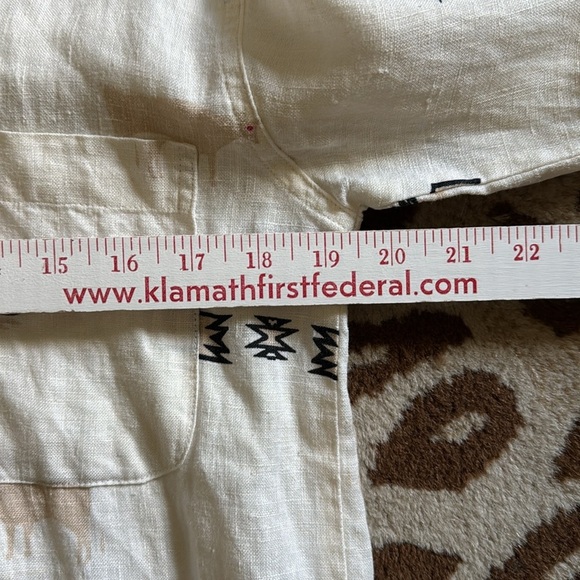 Chico’s Design 100% Linen Southwestern Shell Button Button Down Shirt Womens 0/S - Picture 9 of 9